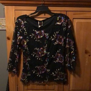 Black, Silver and Dark Red top